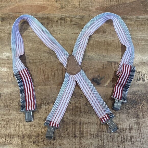 Flag Suspenders Husky CLC Top Grain Patriotic Braces American USA Convention - Picture 6 of 6